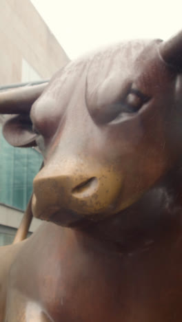 Vertical-Video-Of-Statue-Outside-The-Bullring-Shopping-Centre-With-Shoppers-In-Birmingham-UK-1